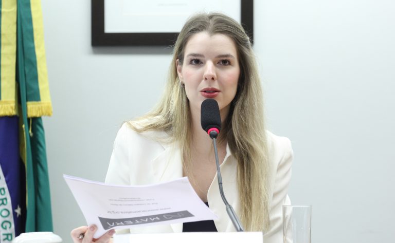 Deputada Luisa Canziani fala ao microfone