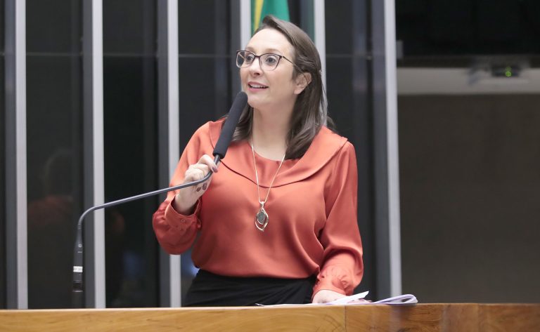 Deputada Renata Abreu fala ao microfone
