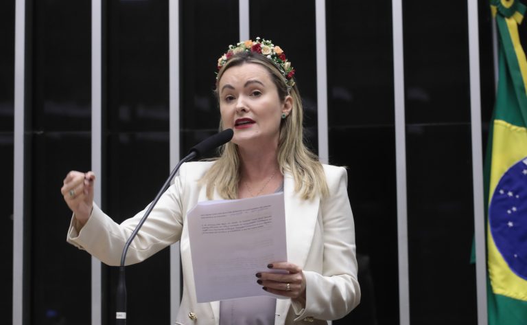 Deputada Julia Zanatta fala ao microfone