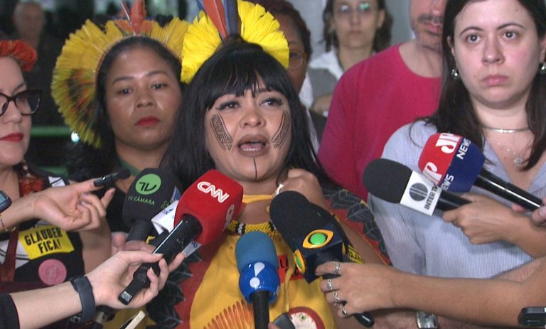 Deputada Célia Xakriabá concede entrevista coletiva