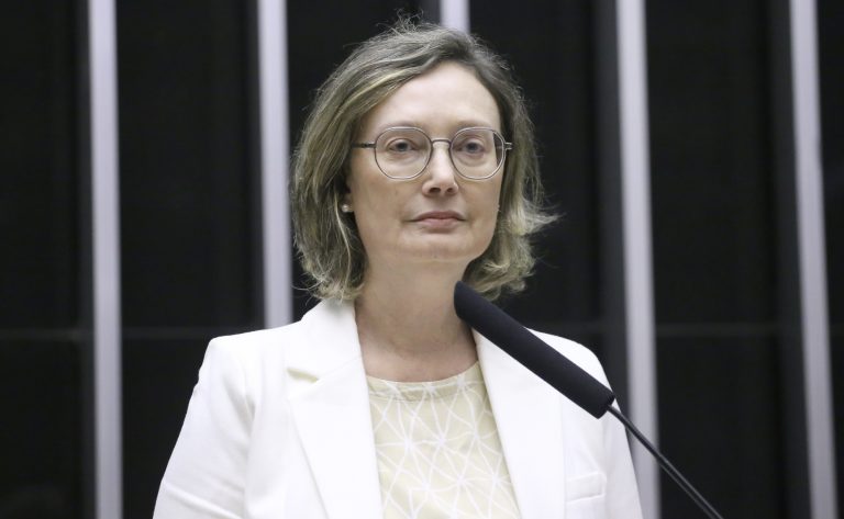 Deputada Maria do Rosário fala ao microfone