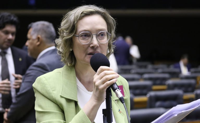 Deputada Maria do Rosário fala ao microfone