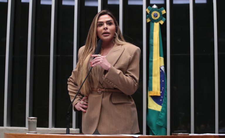 Deputada Silvye Alves fala ao microfone