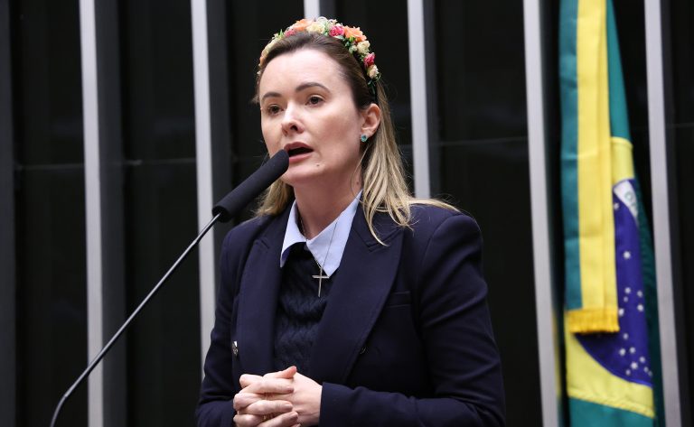 Deputada Julia Zanatta fala ao microfone